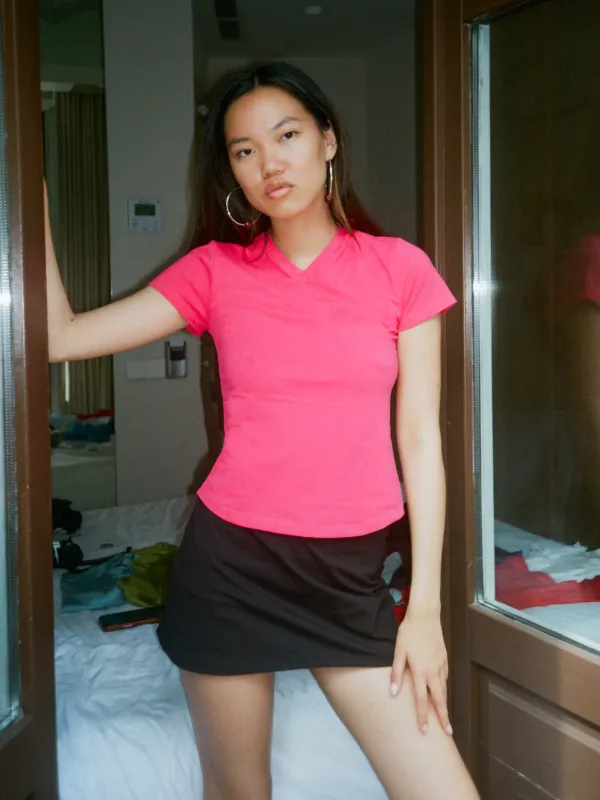 V-Neck Tee - Raspberry made by Millie Jane