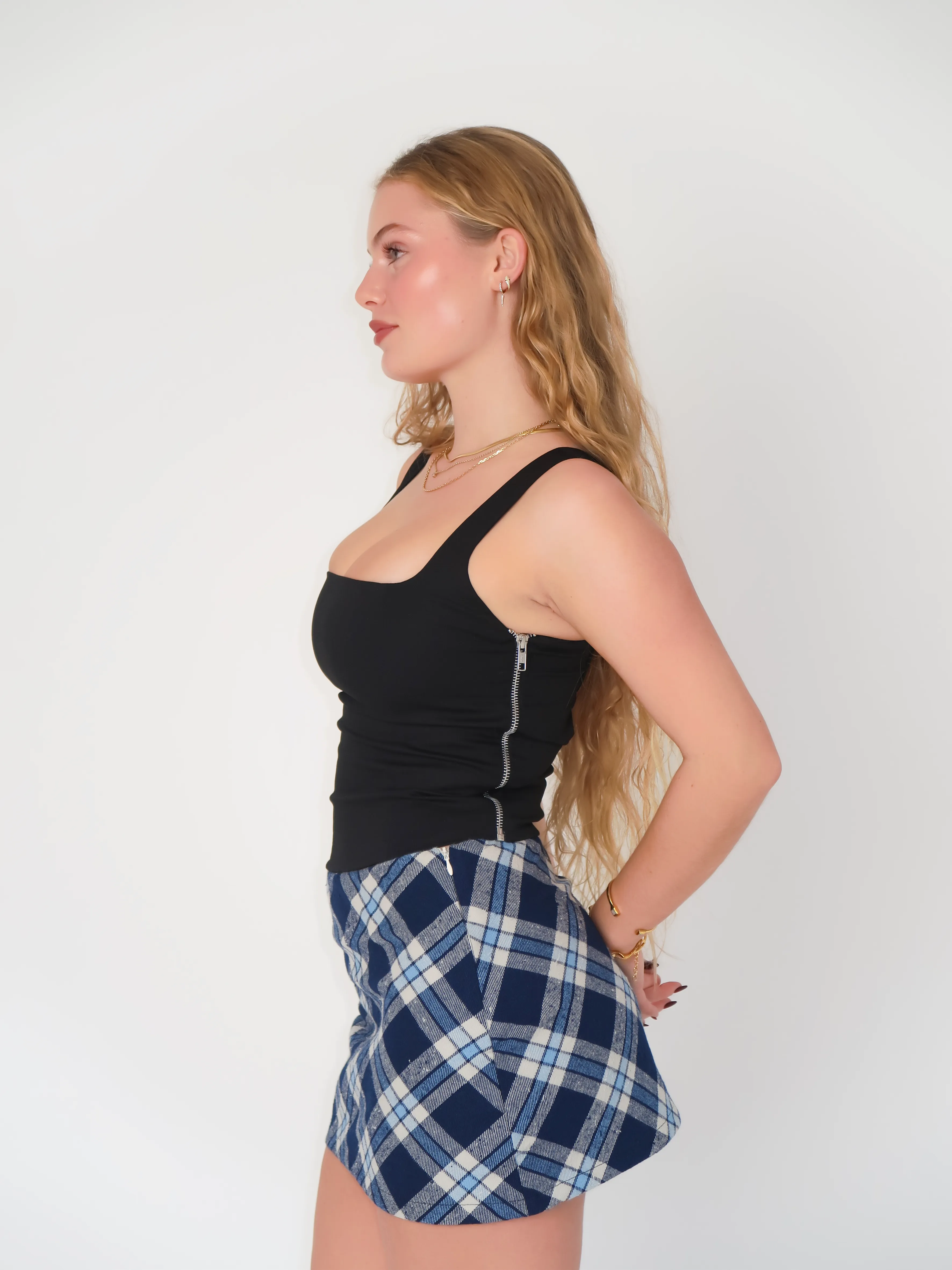 Blueberry Plaid Mini Skirt sold by Millie Jane product image thumbnail 3