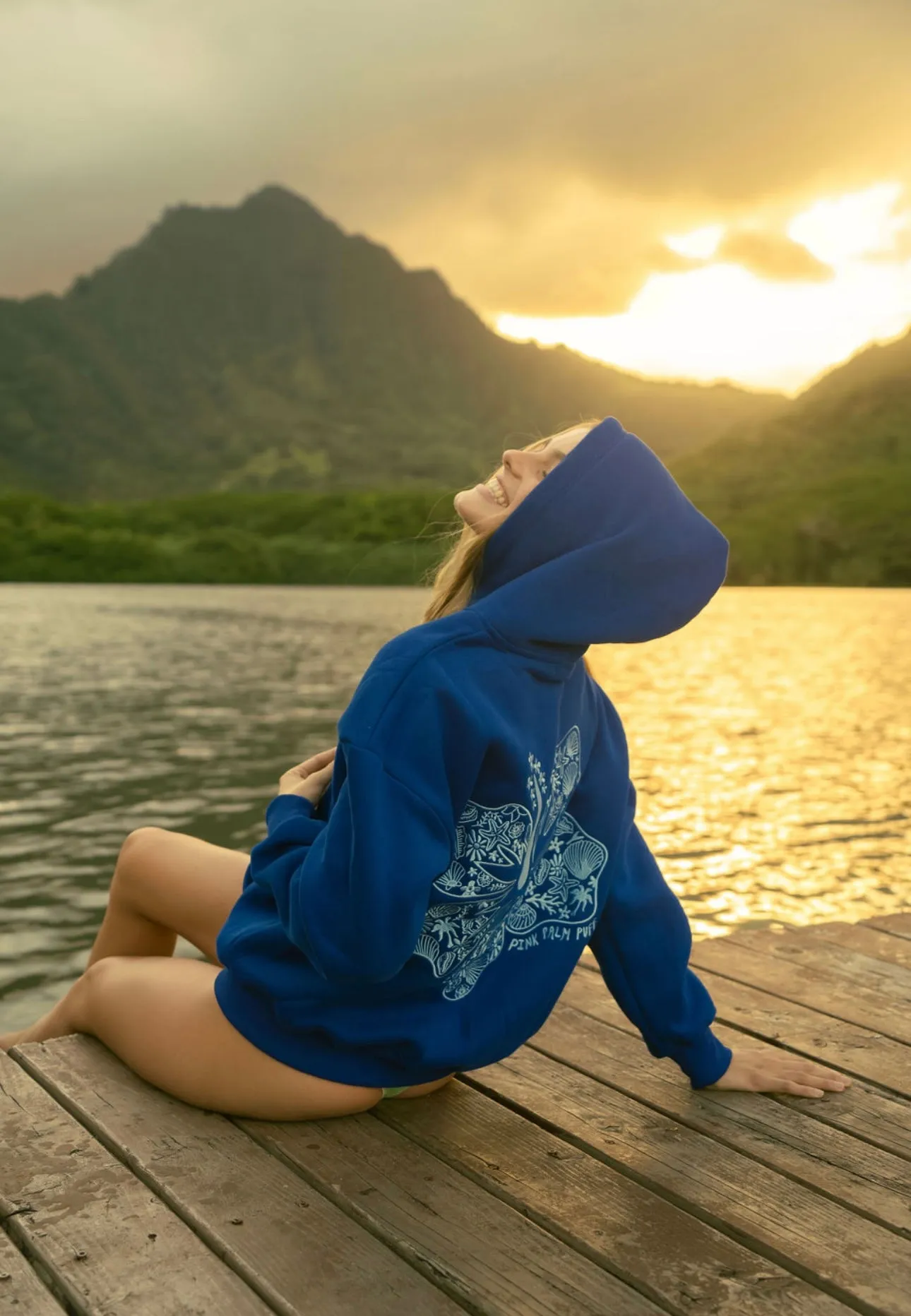"Hawaii Hibiscus" Hoodie in Oceanic sold by Pink Palm Puff product image thumbnail 5