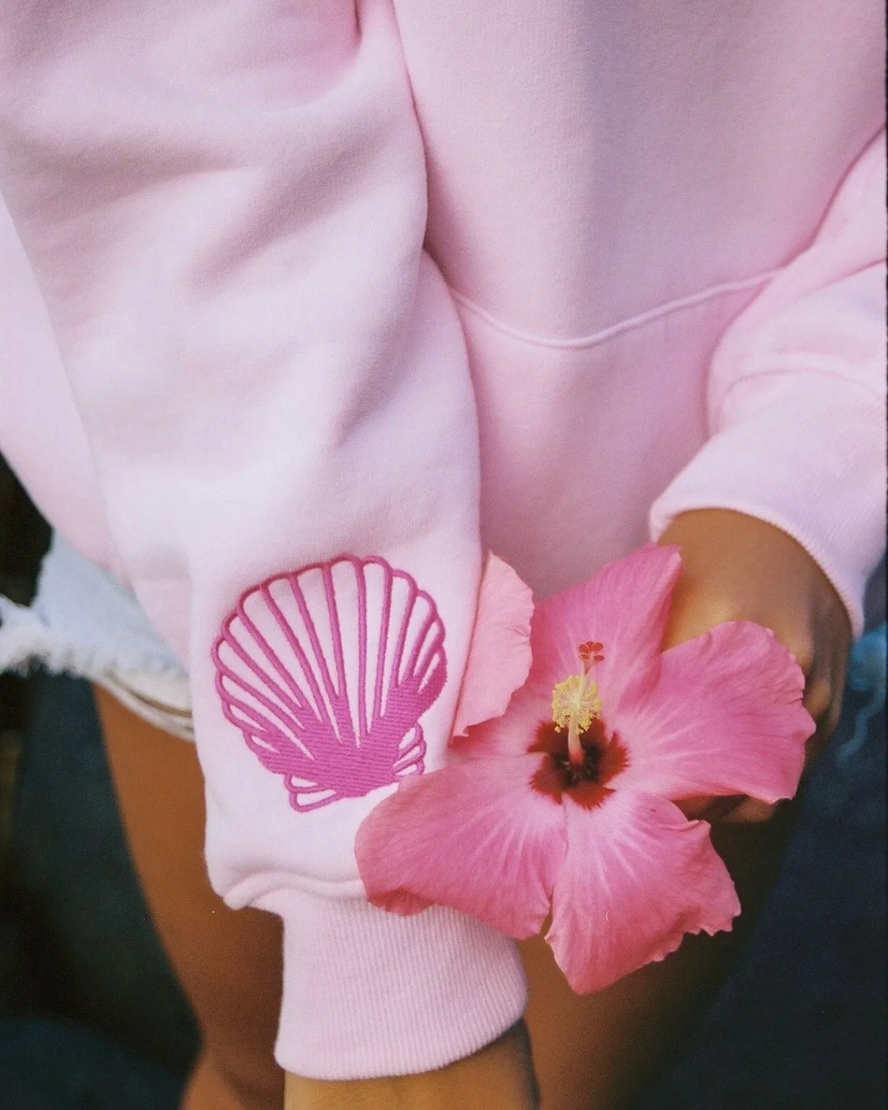 "Hawaii Hibiscus" Hoodie in Blush sold by Pink Palm Puff product image thumbnail 5