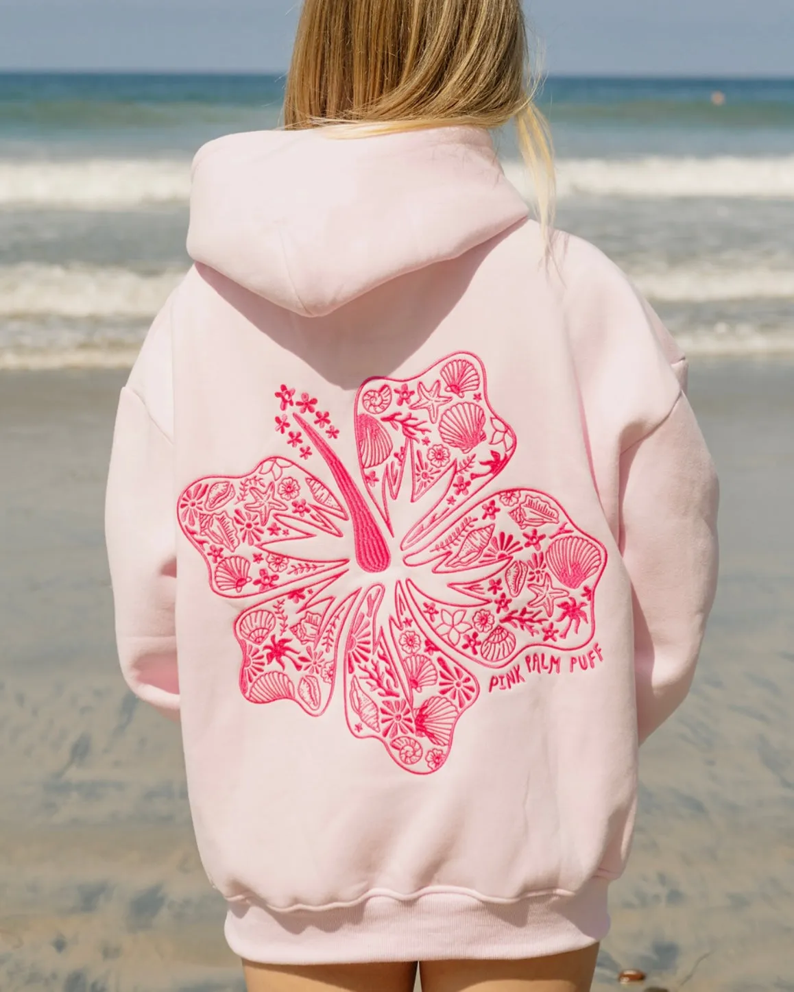 "Hawaii Hibiscus" Hoodie in Blush sold by Pink Palm Puff product image thumbnail 3