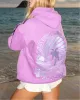 "Everything Comes in Waves" Hoodie in Açai sold by Pink Palm Puff