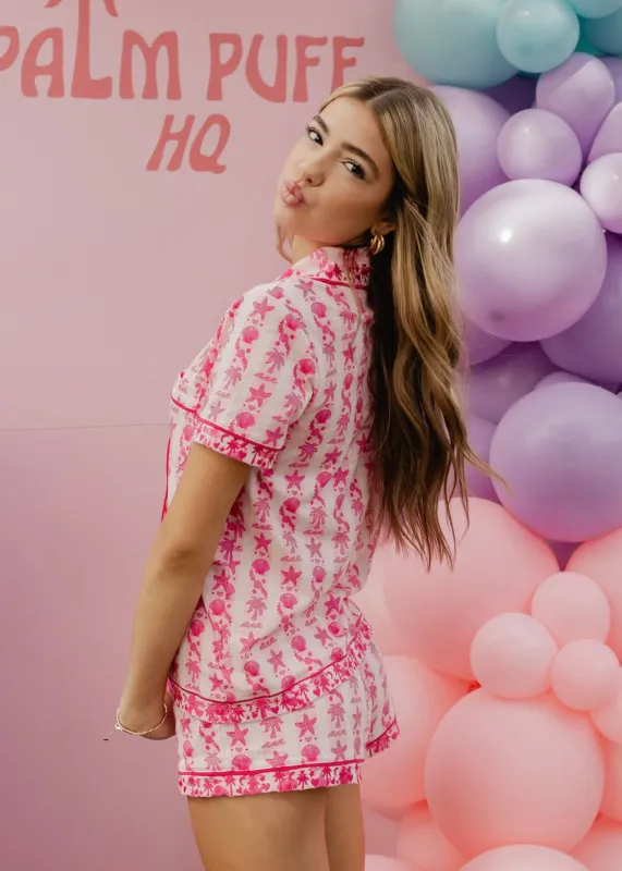 Pink Palm Pajamas in Blush Bay sold by Pink Palm Puff