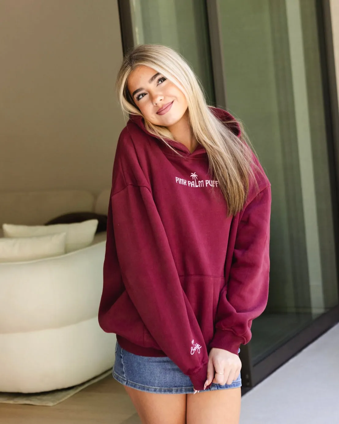 "Live in the Moment" Hoodie in Cherry sold by Pink Palm Puff product image thumbnail 3
