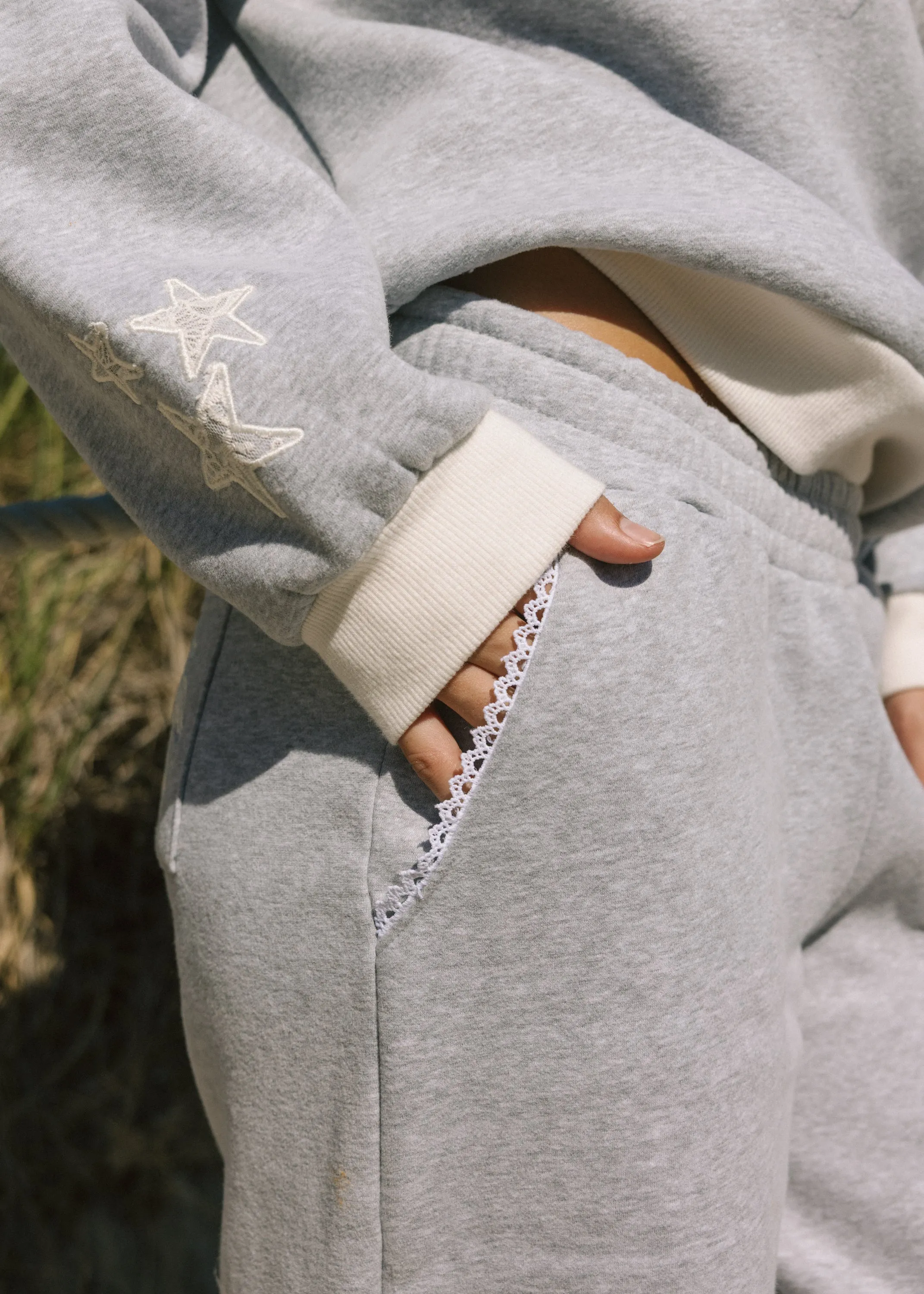 "Lacy" Wideleg Sweatpants in Sky Grey sold by Pink Palm Puff product image thumbnail 4