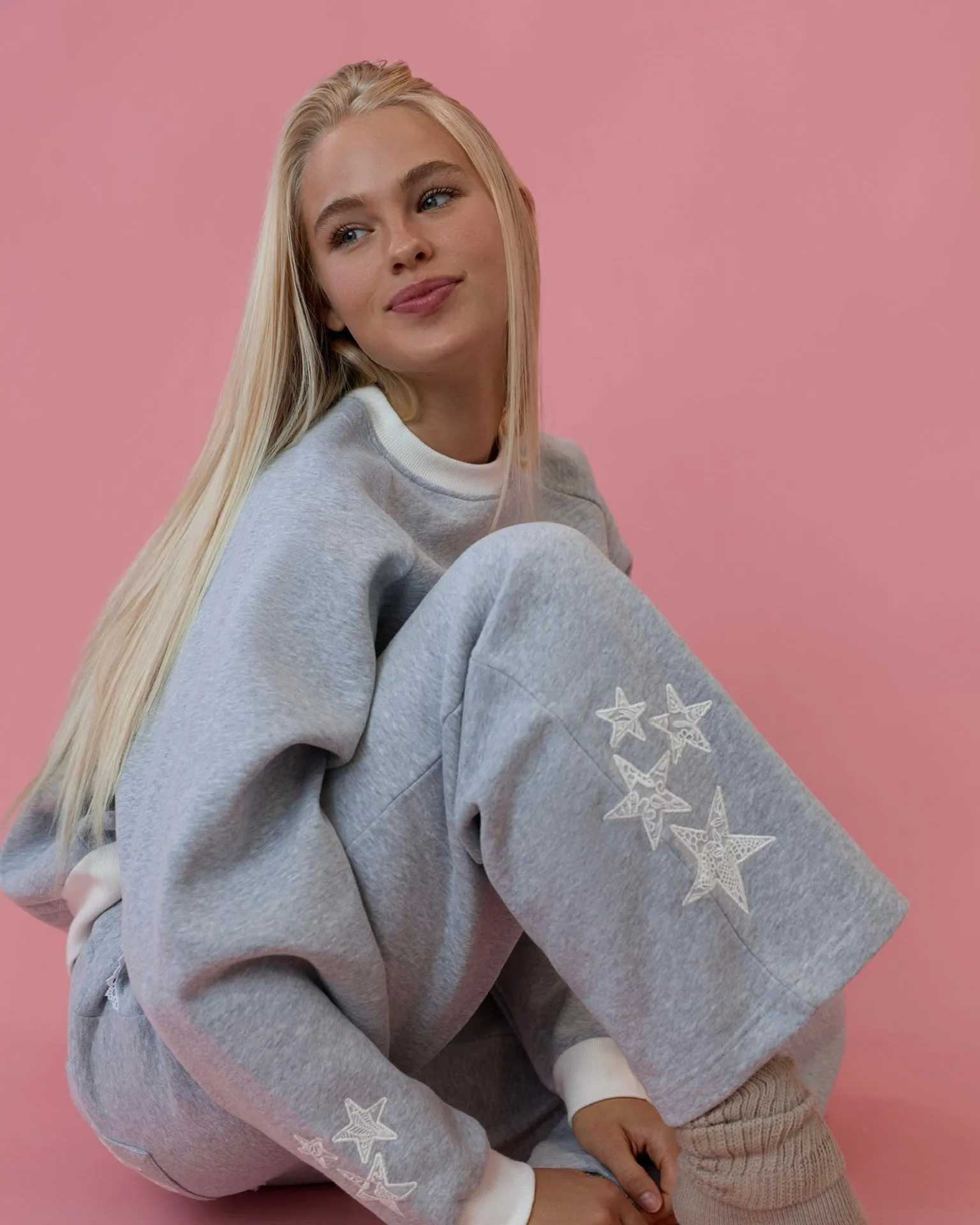 "Lacy" Wideleg Sweatpants in Sky Grey sold by Pink Palm Puff product image thumbnail 2