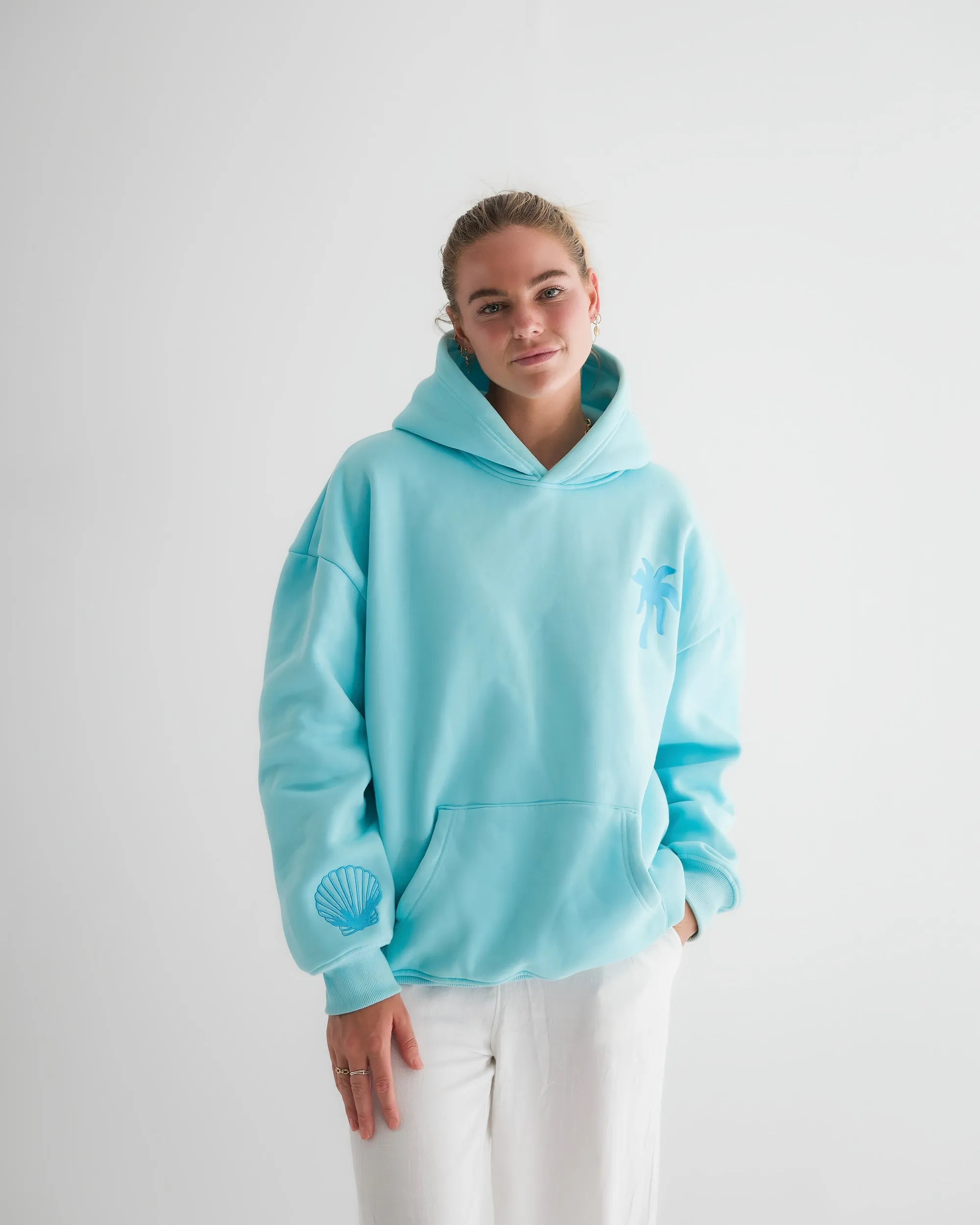"Hawaii Hibiscus" Hoodie in Aquamarine sold by Pink Palm Puff product image thumbnail 4
