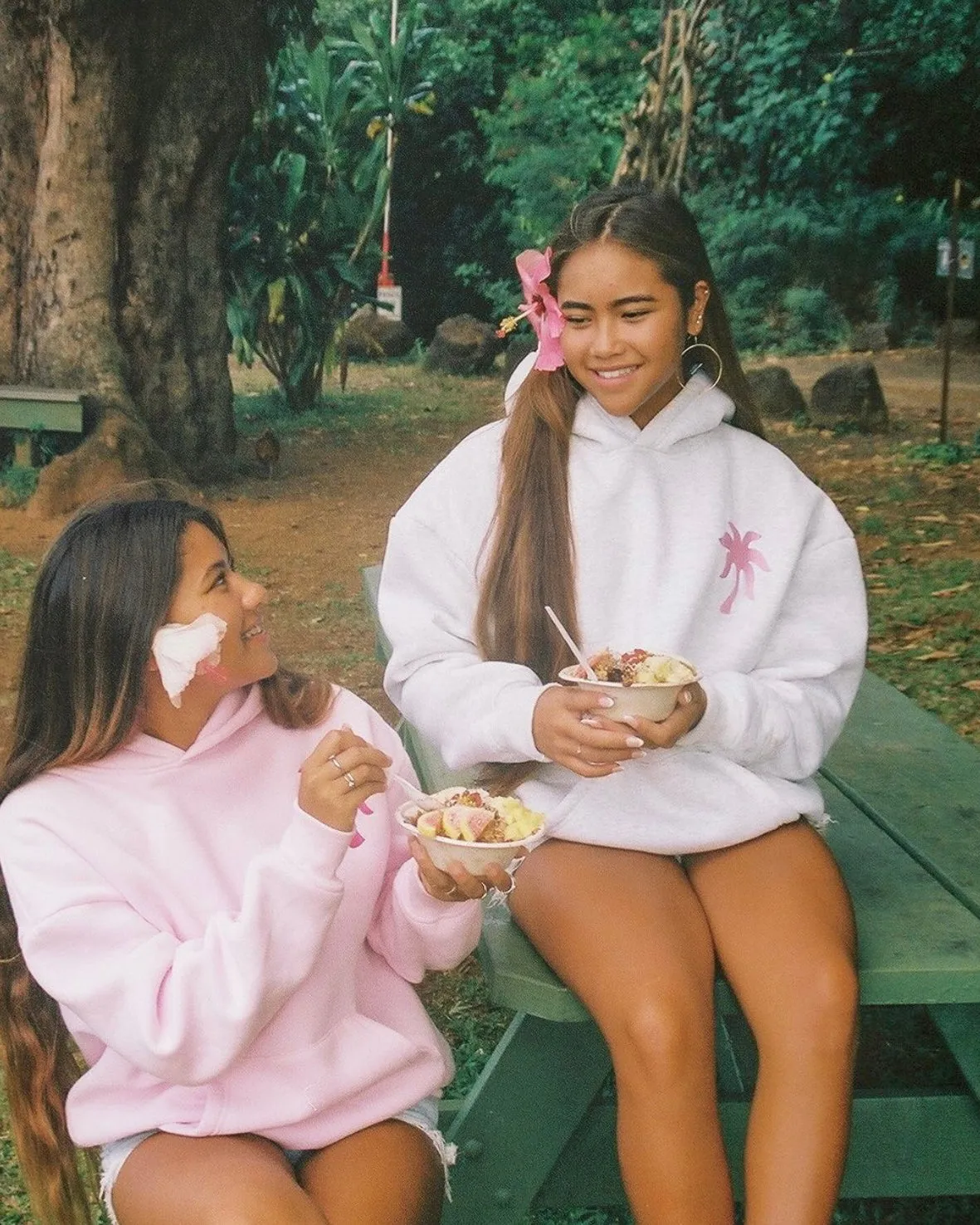 "Hawaii Hibiscus" Hoodie in Heather Cloud sold by Pink Palm Puff product image thumbnail 4