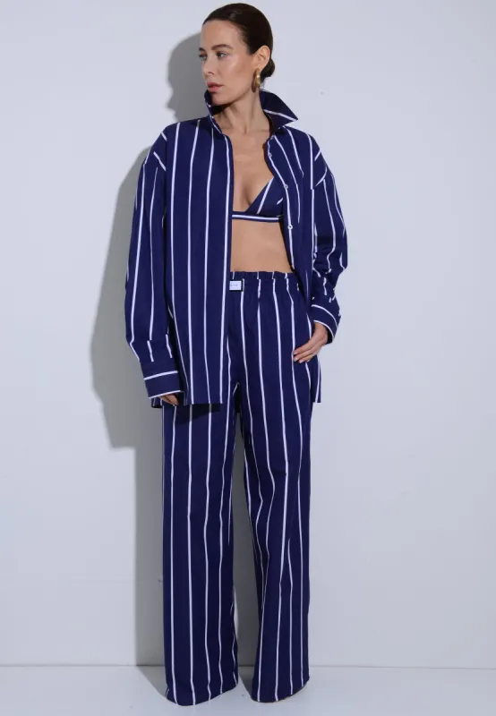 RIO - Navy Stripe Oversized Shirt made by Yaitte