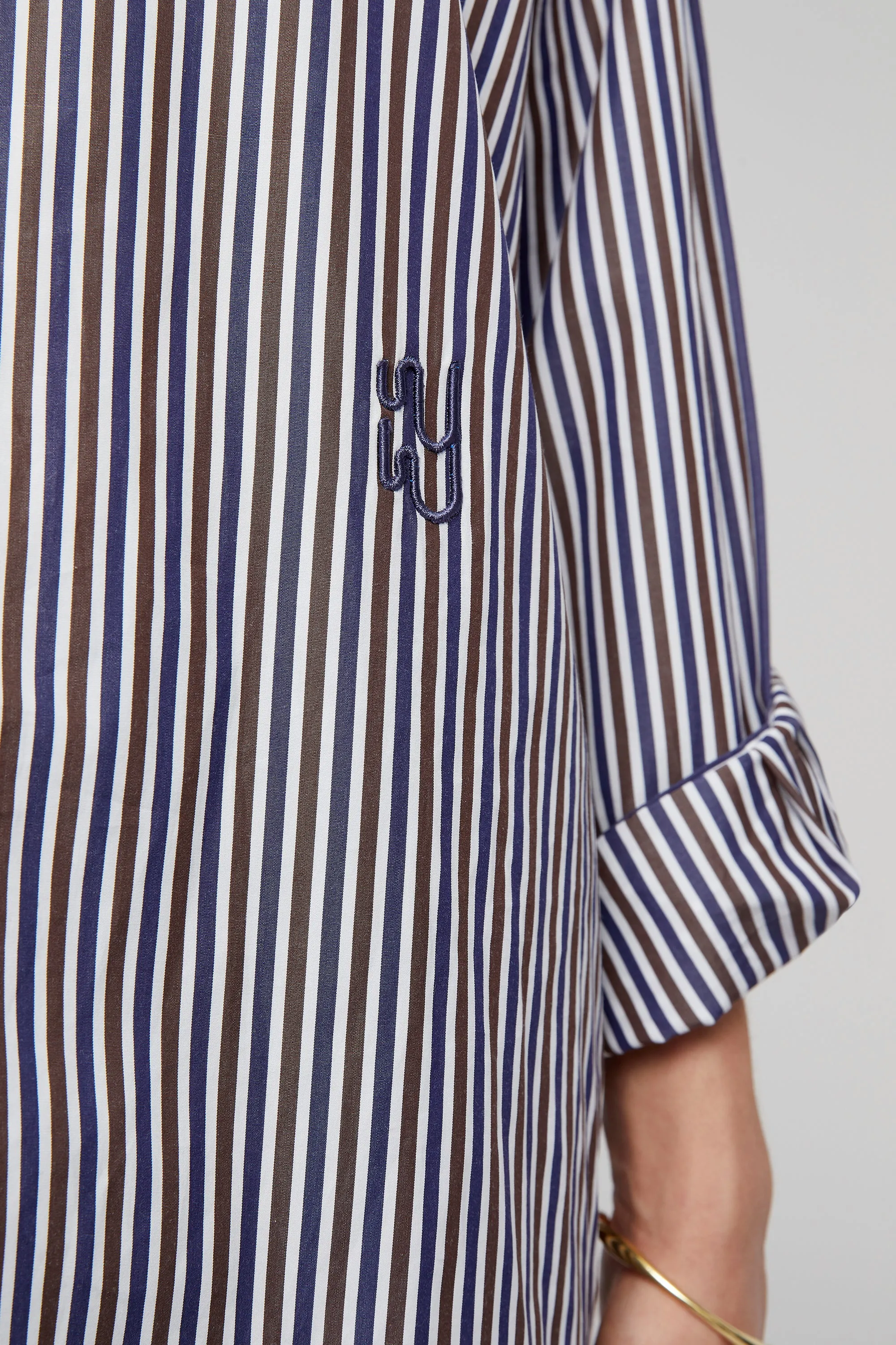 BUOY - Chocolate & Navy Fine Stripe Shirt sold by Yaitte product image thumbnail 4