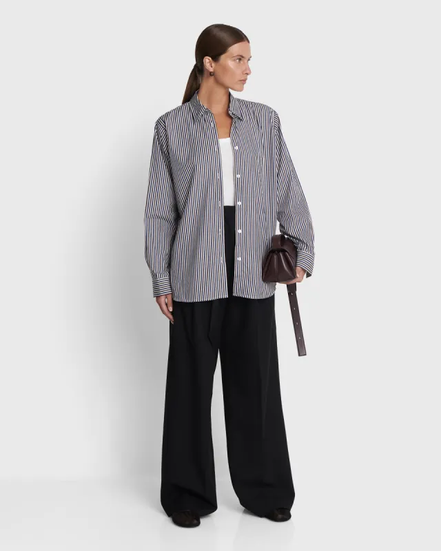 BUOY - Chocolate & Navy Fine Stripe Shirt sold by Yaitte