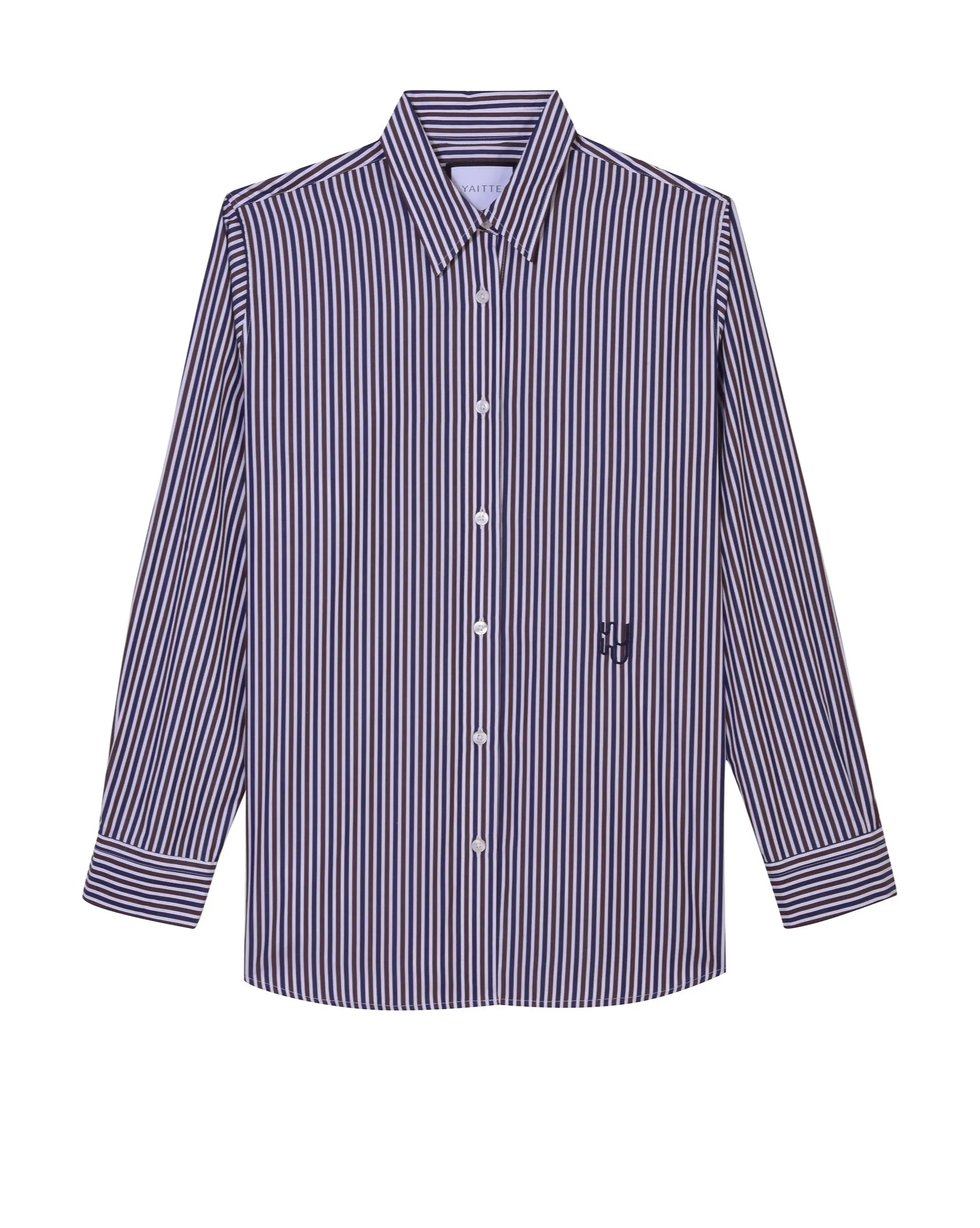 BUOY - Chocolate & Navy Fine Stripe Shirt sold by Yaitte product image thumbnail 5