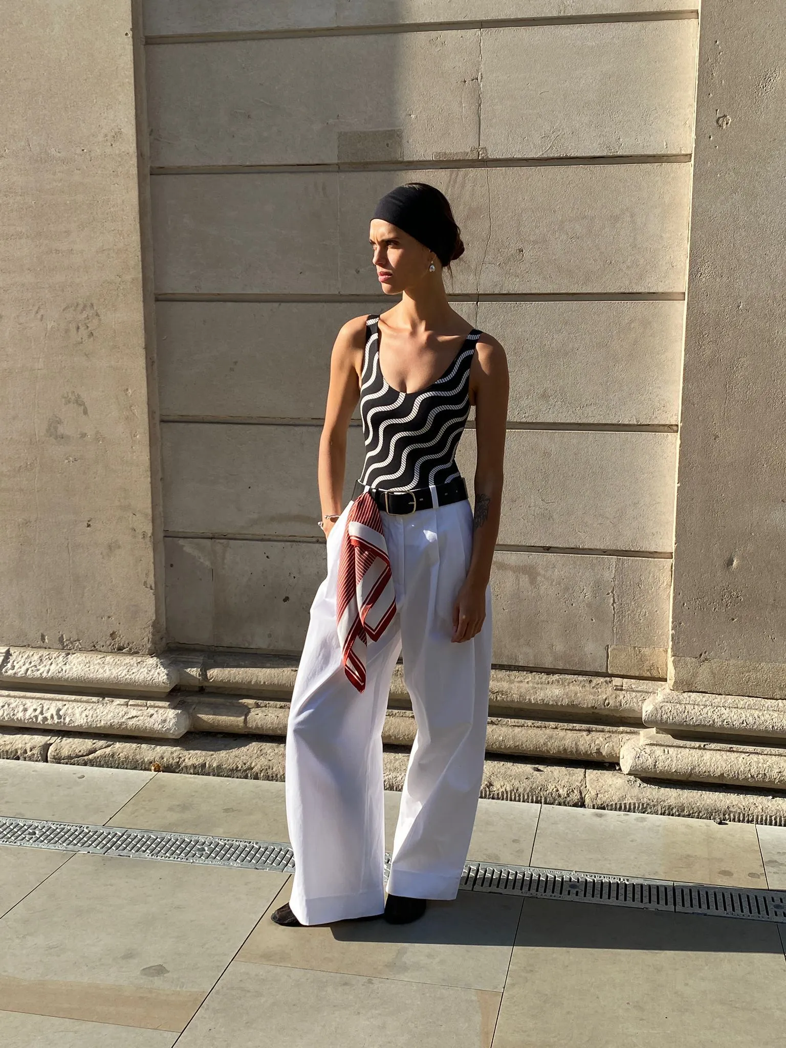 BERLIN - White Cotton Twill Pleated Trouser sold by Yaitte product image thumbnail 2