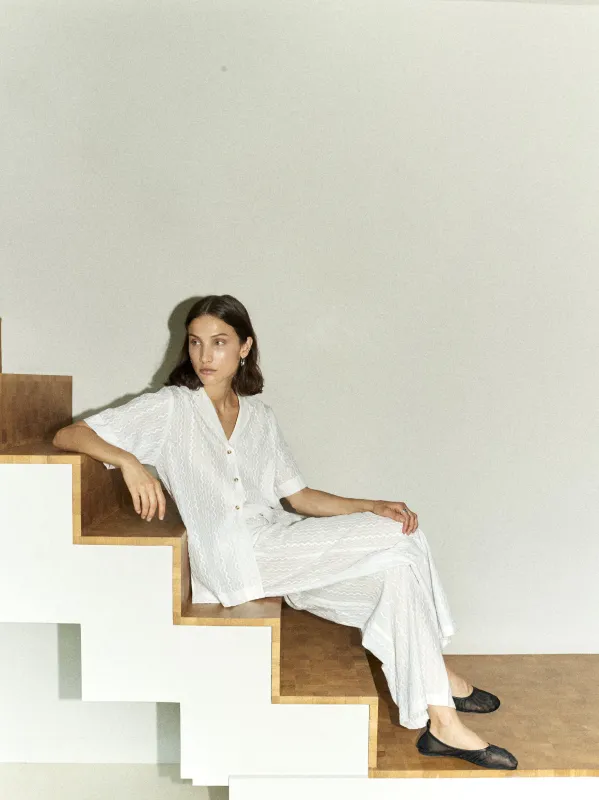 BONDI - Ivory Embroidered Trouser sold by Yaitte