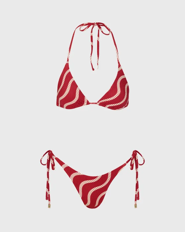 KINGSTON - Bespoke Red Wave Bikini Set sold by Yaitte