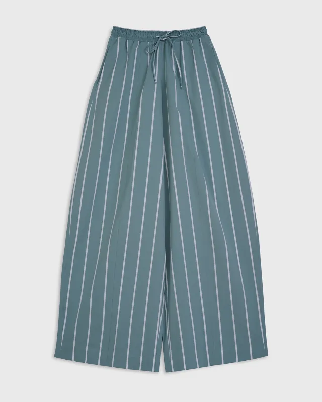 SOLLER - Bespoke Duck Egg Blue Stripe Trouser sold by Yaitte