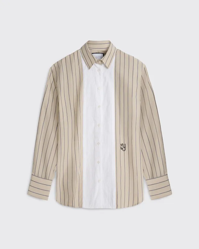 FARO - Sand and Black Pinstripe Shirt with Bib sold by Yaitte