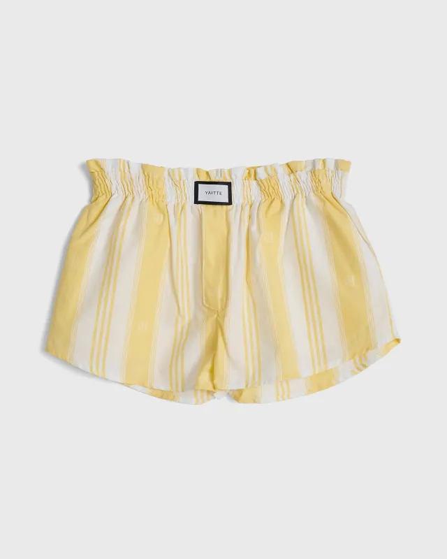 PALMA - Bespoke Yellow Stripe Cotton Short made by Yaitte