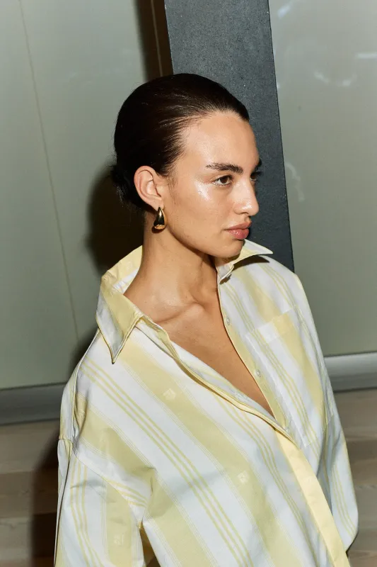 PALMA - Bespoke Yellow Stripe Cotton Shirt sold by Yaitte