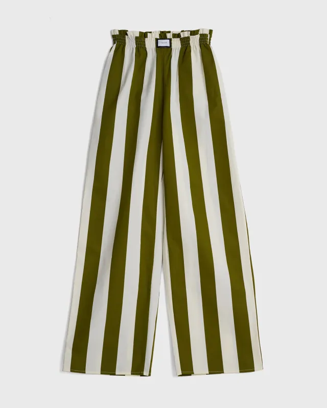JANEIRO - Wide Bespoke Olive Green Striped Trouser sold by Yaitte