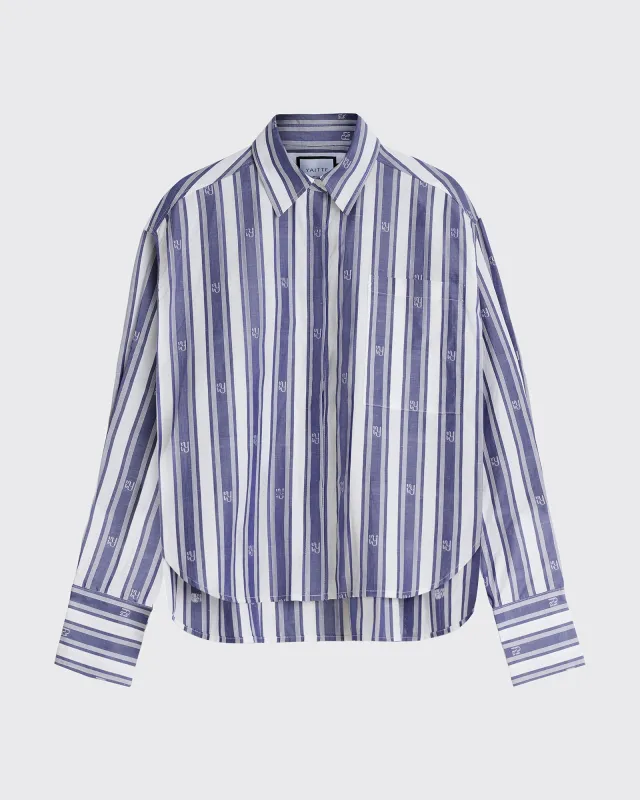 PALMA - Bespoke Navy Stripe Cotton Shirt sold by Yaitte