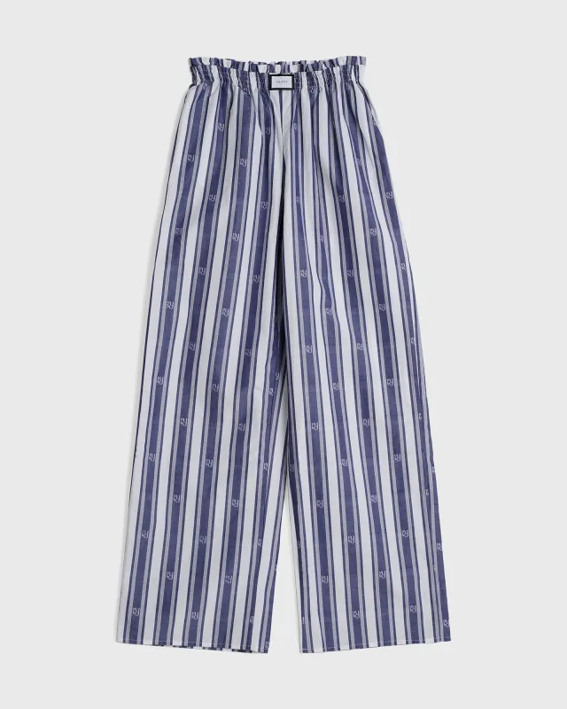 JANEIRO - Bespoke Navy Stripe Cotton Trouser sold by Yaitte