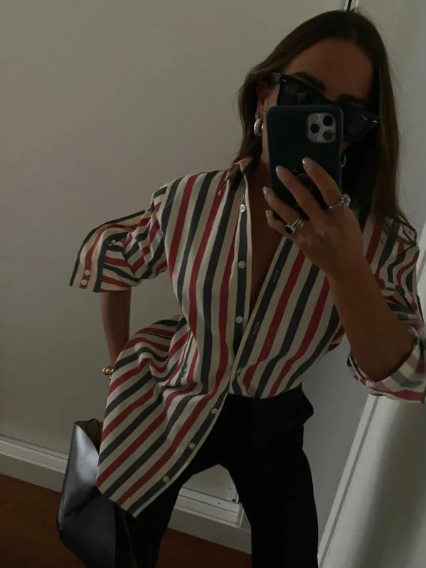 BUOY - Blue & Red Striped Shirt sold by Yaitte