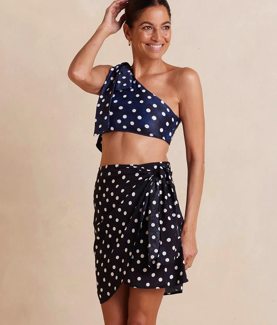 The Easy Breezy Eco Voile Mini Sarong - Polka Dot in Deep Sea sold by Summersalt