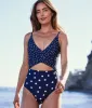 The Sea Breeze Cutout One-Piece - Nautical Sky & Coastal Dot sold by Summersalt