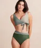 The Wrap High Leg High Rise Bikini Bottom - Olive & Palm & Pebble sold by Summersalt