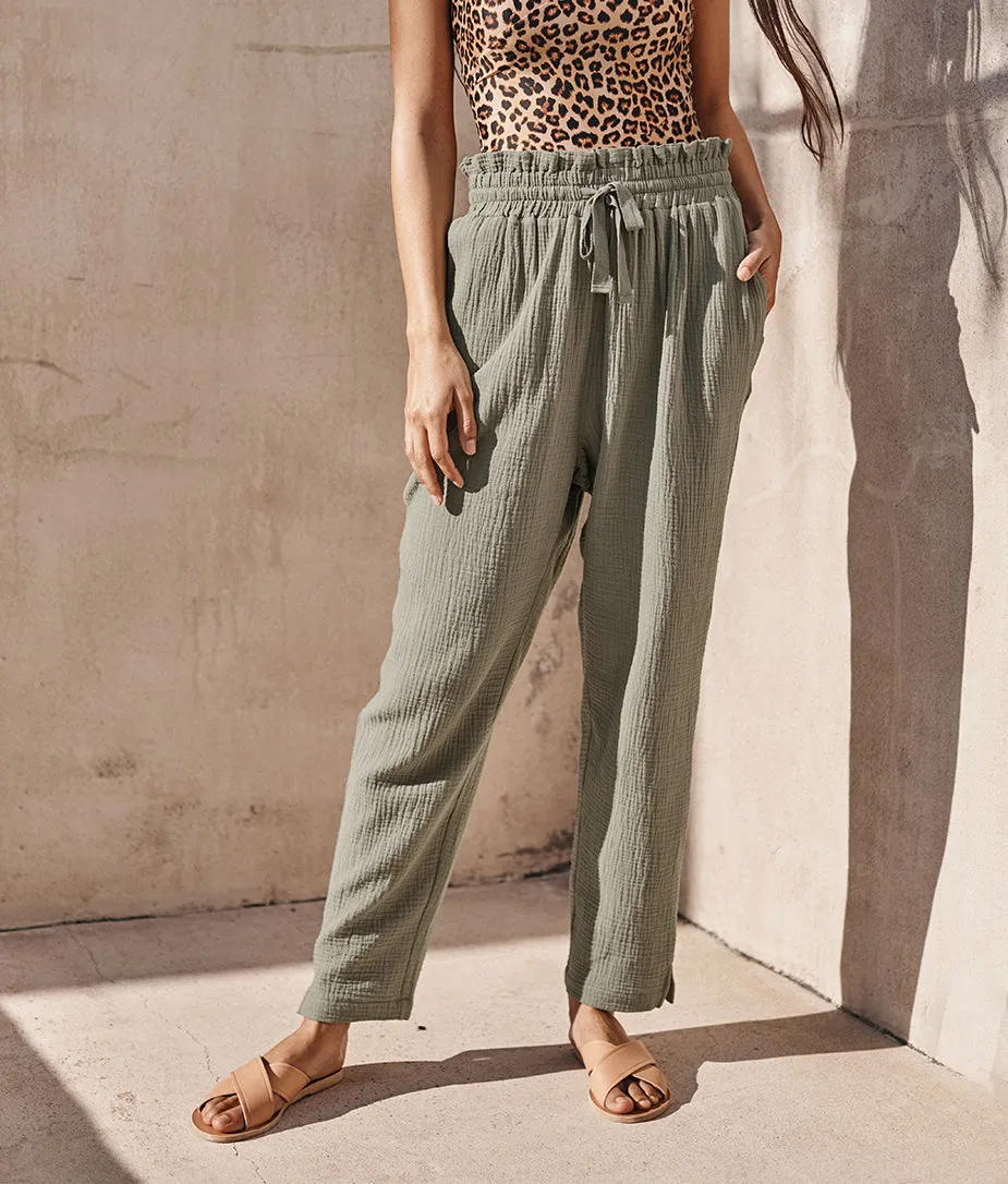 The Going Places Gauze Drawstring Pant - Agave sold by Summersalt product image thumbnail 3