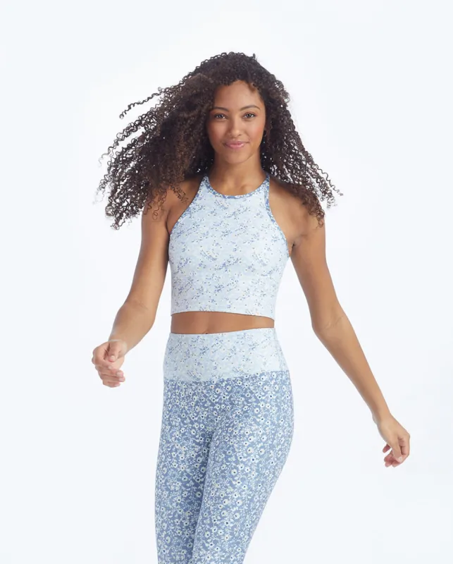 The High Neck Midi Sports Bra Tank - In Bloom in Powder Blue sold by Summersalt