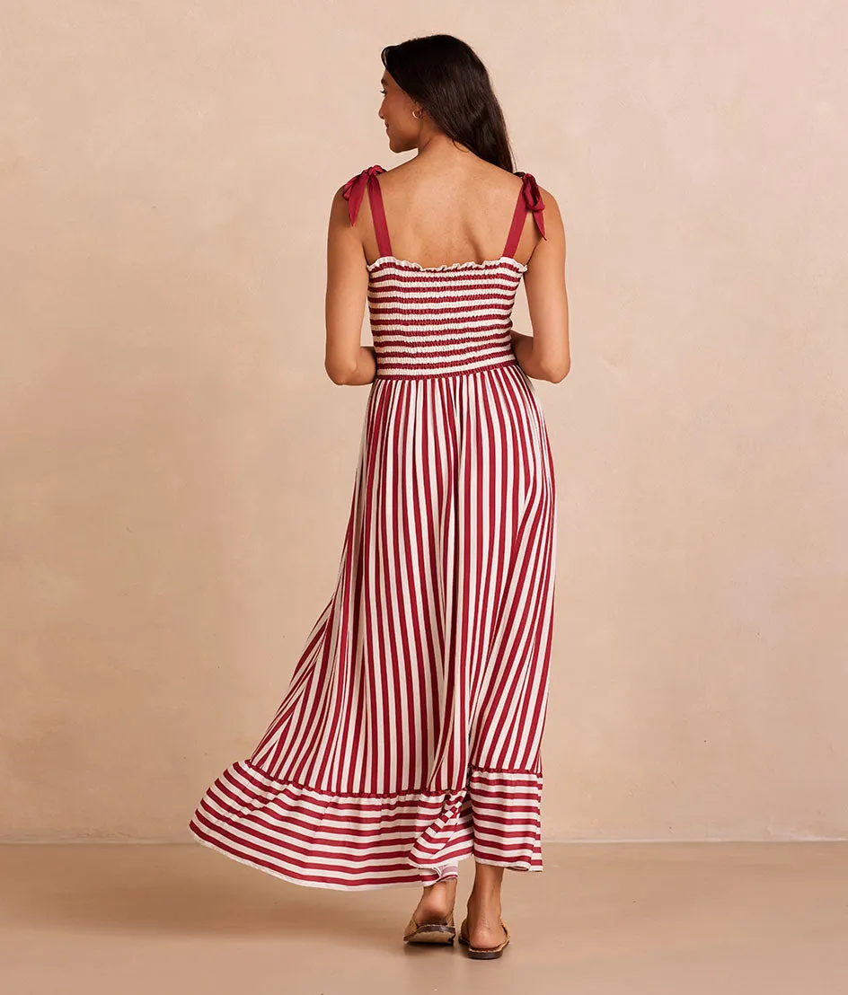 The Silky Luxe Smocked Maxi Dress - Nautical Stripe in Sedona sold by Summersalt product image thumbnail 2