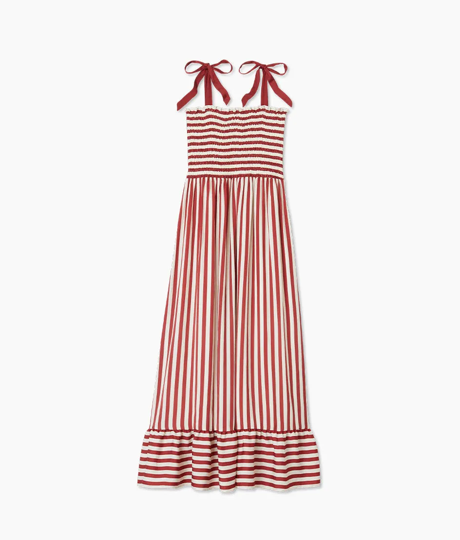 The Silky Luxe Smocked Maxi Dress - Nautical Stripe in Sedona sold by Summersalt product image thumbnail 4