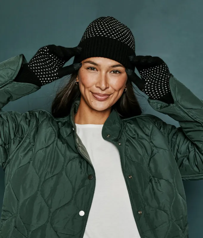 The Luxe Cashmere Blend Mix Stitch Hat & Gloves Bundle sold by Summersalt