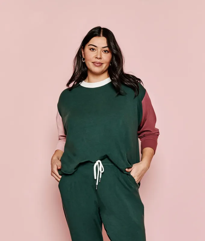 The Softest French Terry Relaxed Colorblock Crew - Main sold by Summersalt