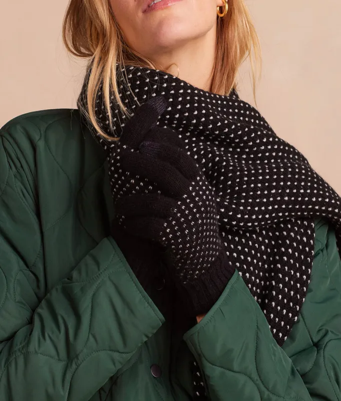The Luxe Cashmere Blend Mix Stitch Gloves - Sea Urchin & White Sand sold by Summersalt