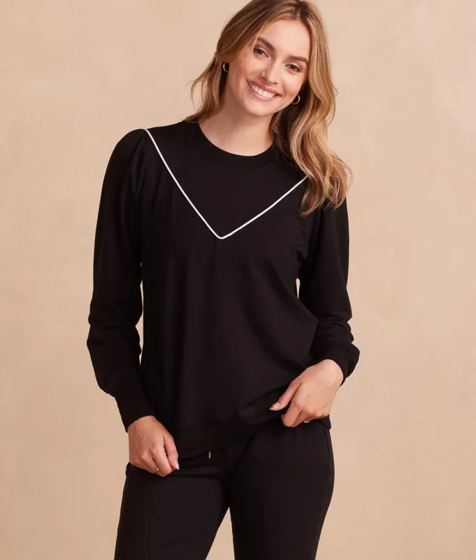 The Softest French Terry Contrast Puff-Sleeve Pullover - Main sold by Summersalt