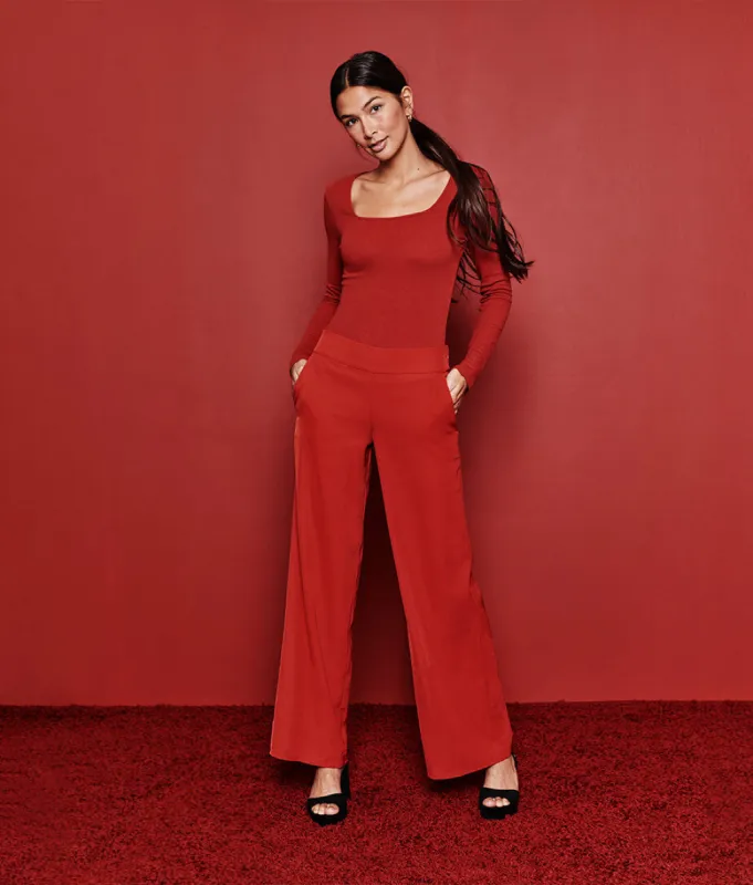 The Square Neck Day to Night Bodysuit: TENCELâ¢ Edition - Lava sold by Summersalt