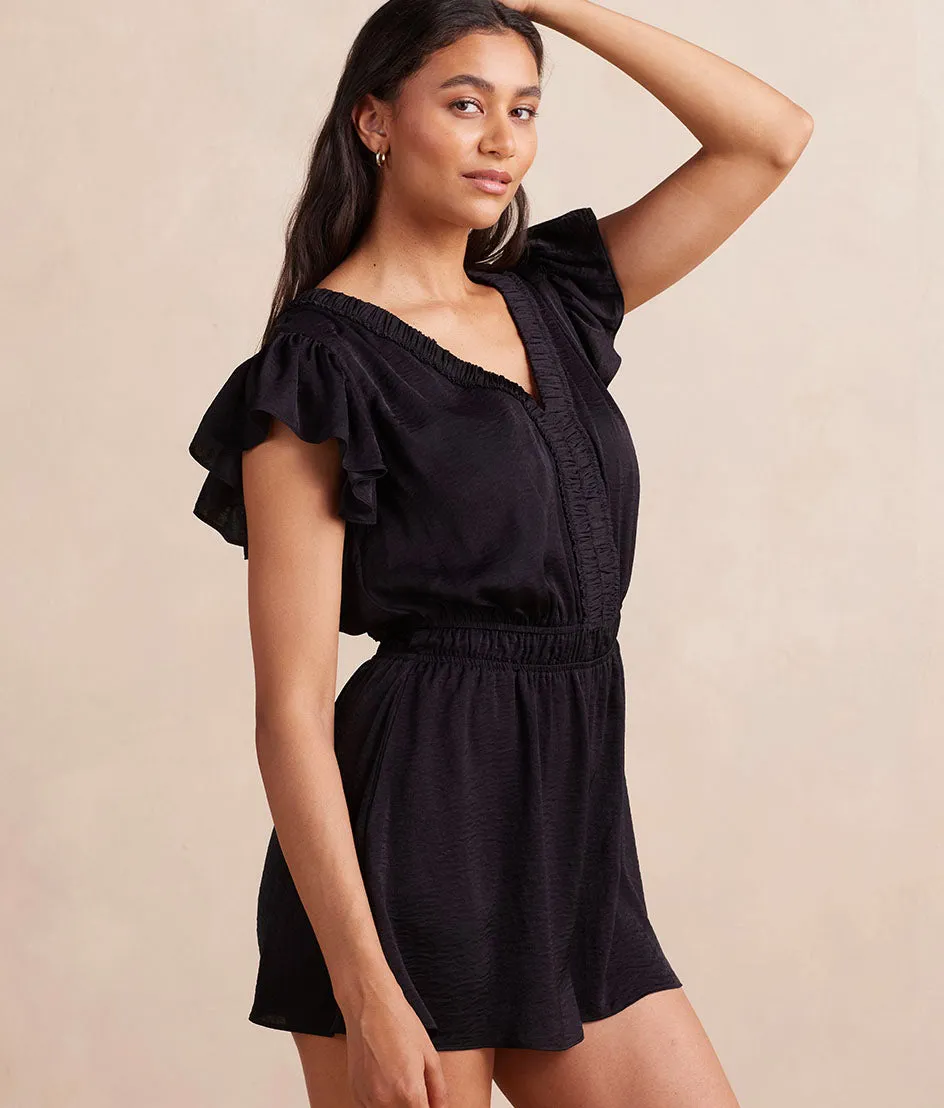 The Silky Luxe Ruffled Romper Cover-Up - Sea Urchin sold by Summersalt
