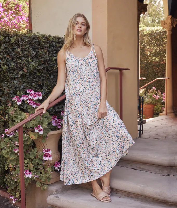 The Easy Breezy Eco Voile Tie-Shoulder Dress Cover-Up - Kaleidoscope in Rainbow sold by Summersalt