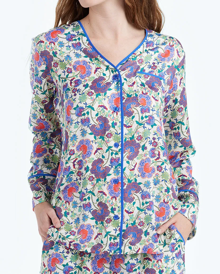The Cloud 9 Silky Pajama Set - Scroll Block Print in Violet & Lava sold by Summersalt product image thumbnail 4