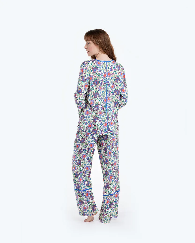 The Cloud 9 Silky Pajama Set - Scroll Block Print in Violet & Lava sold by Summersalt product image thumbnail 2