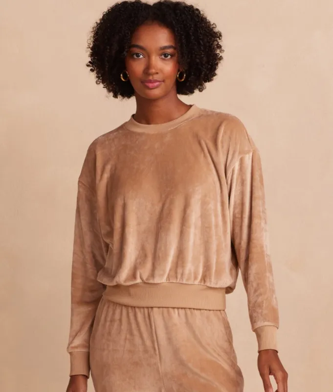 The Plush Velour Relaxed Crew - Fawn sold by Summersalt
