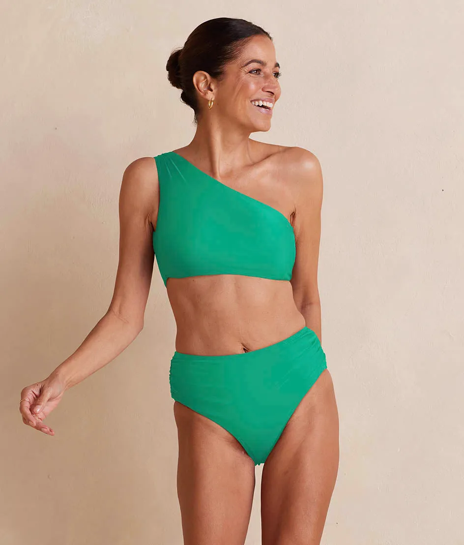 The Ruched High Leg High Rise Bottom - Seaglass sold by Summersalt