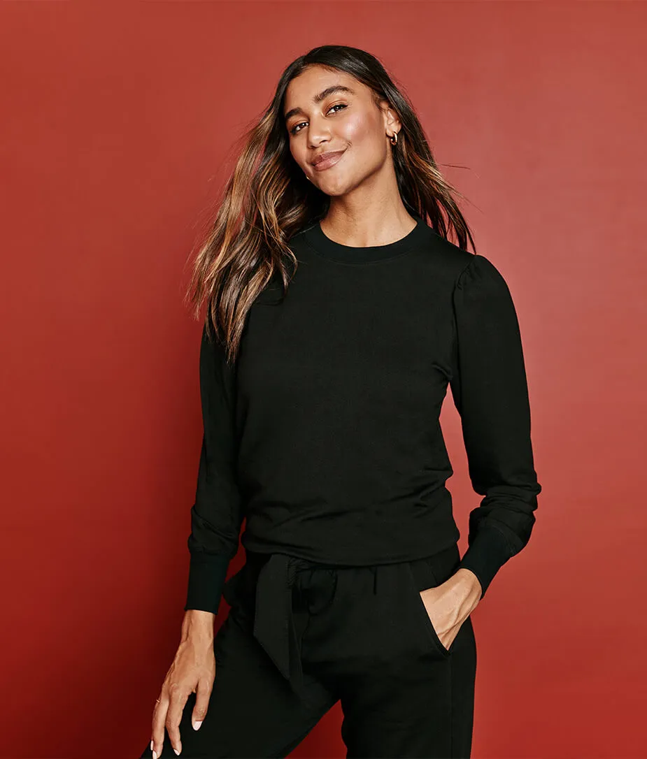 The Softest French Terry Puff Sleeve Pullover - Sea Urchin sold by Summersalt