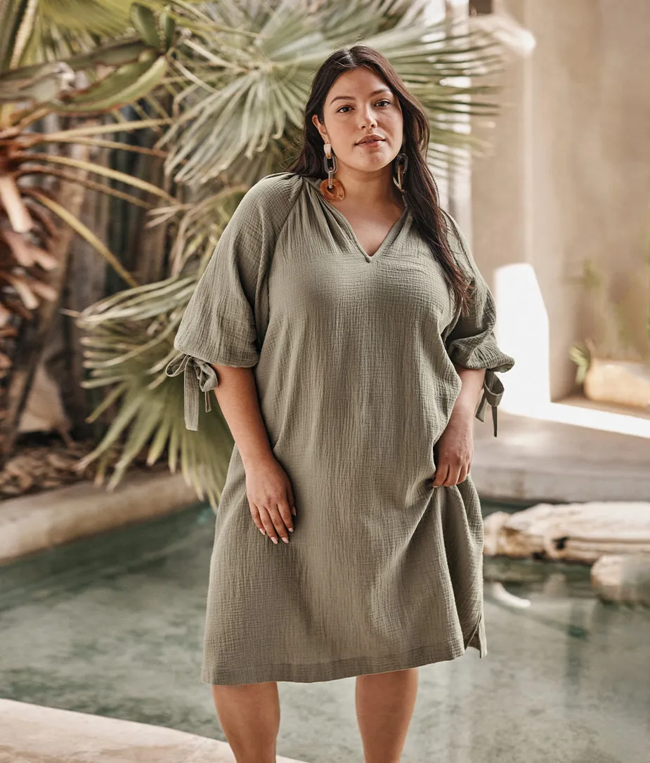 The Going Places Gauze Cover-Up Dress - Agave sold by Summersalt