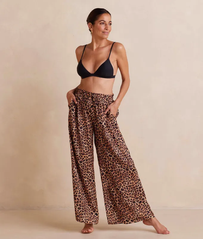 The Palazzo Pant With Ties - Leopard sold by Summersalt