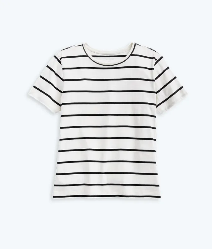 The Luxe Pima Easy Tee - White Sand & Sea Urchin Stripe made by Summersalt