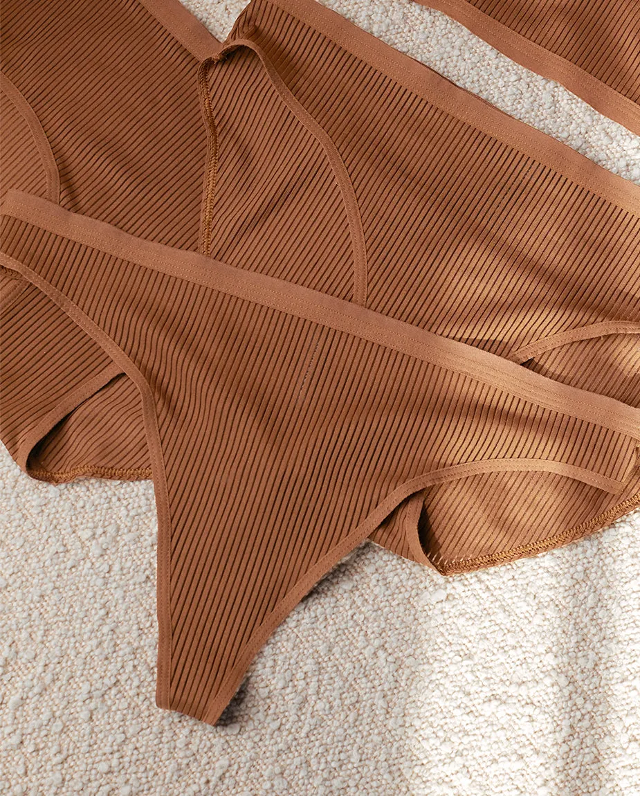 The Feel Free Thong Underwear - Praline sold by Summersalt